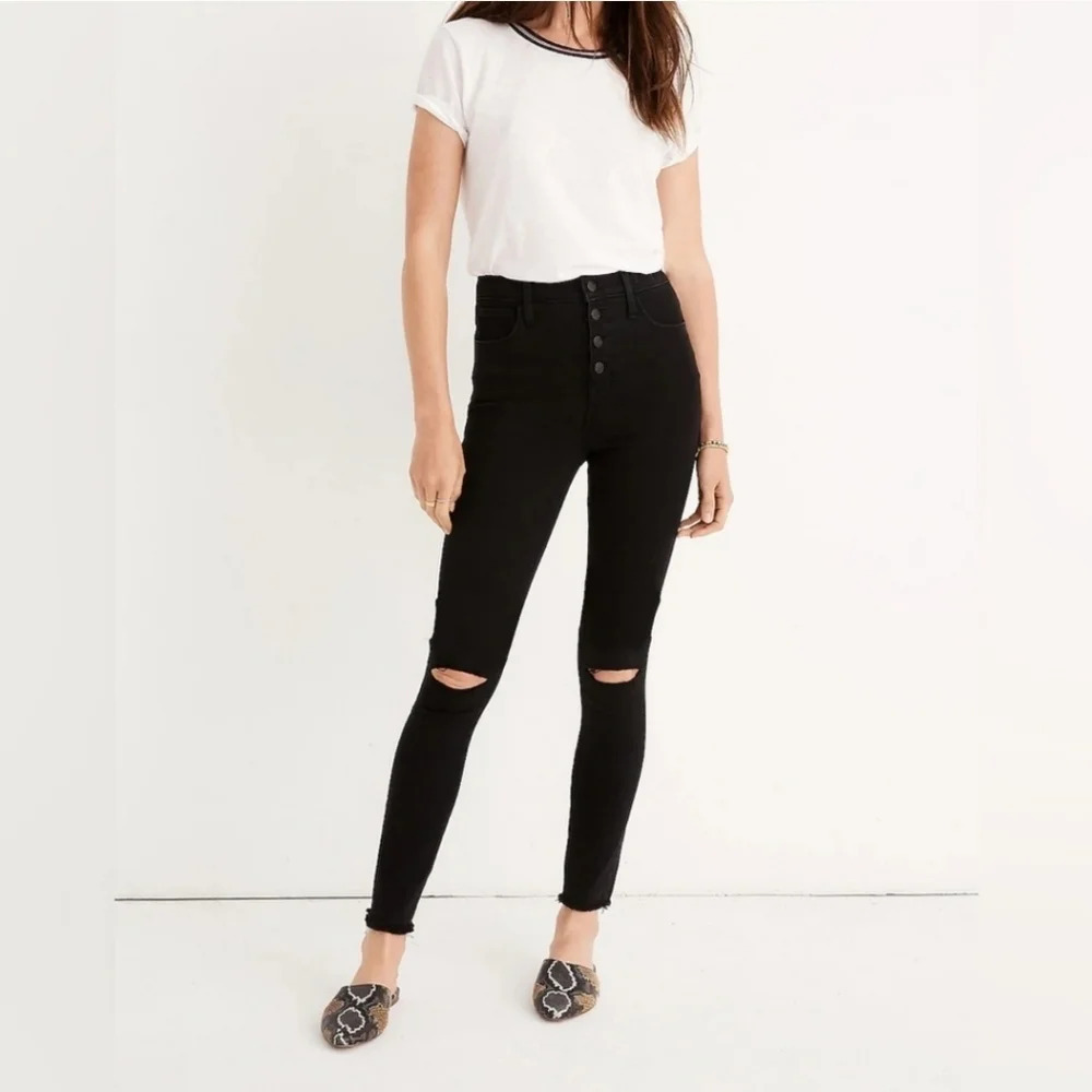 Madewell jeans 10" High-Rise Jeggings black raw hems 28P